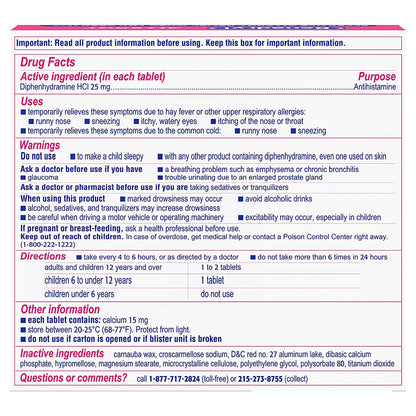 Benadryl® Allergy Relief 25 mg Strength Tablet 24 per Box (783320_CS)