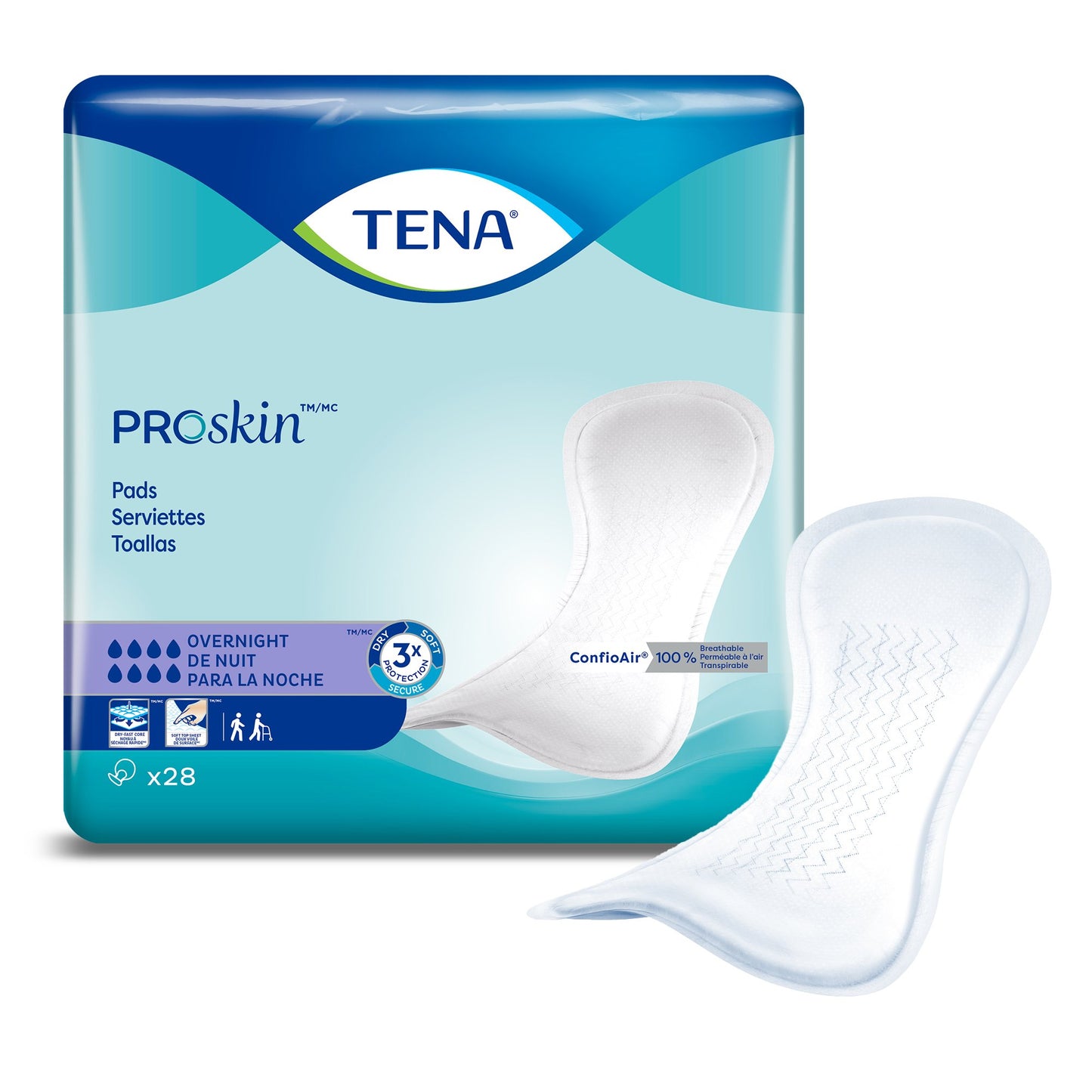 TENA ProSkin™ Overnight Bladder Control Pad 16 Inch Length Heavy Absorbency Dry-Fast Core™ One Size Fits Most (1038755_CS)