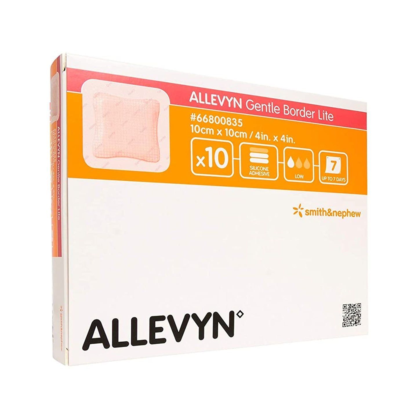 Allevyn Gentle Border Lite Thin Foam Dressing 4 X 4 Inch With Border Film Backing Silicone Gel Adhesive Square Sterile (767992_BX)