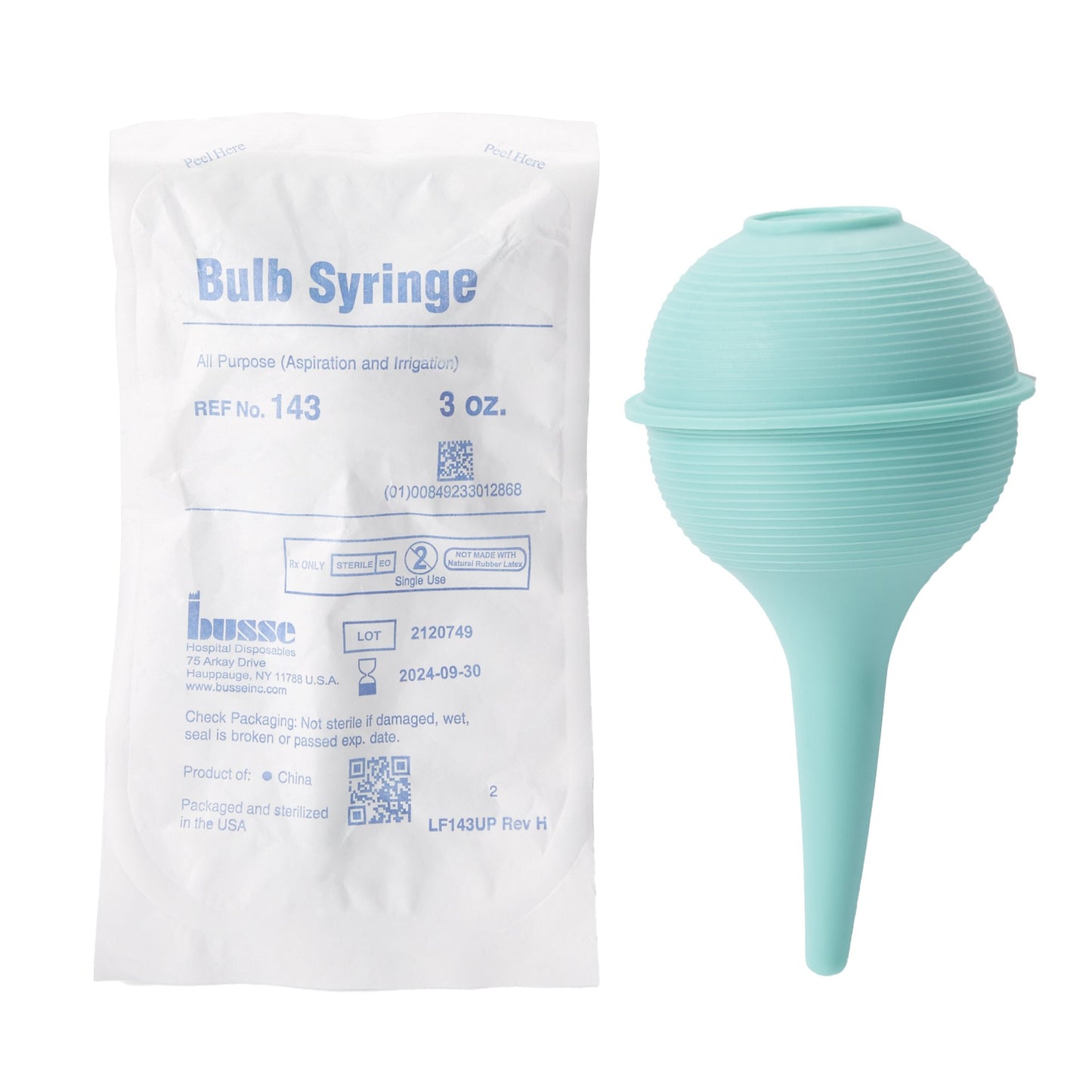 Busse Hospital Disposables Ear / Ulcer Bulb Syringe PVC Pouch Sterile Disposable 3 oz. (149301_EA)