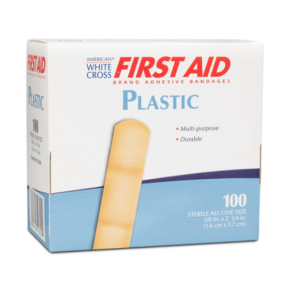 American® White Cross Adhesive Strip 5/8 X 2-1/4 Inch Plastic Rectangle Tan Sterile (668783_BX)