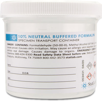 StatLab Medical Products Prefilled Formalin Container 90 mL Fill in 180 mL (6 oz.) Screw Cap Warning Label / Patient Information NonSterile (1030151_EA)