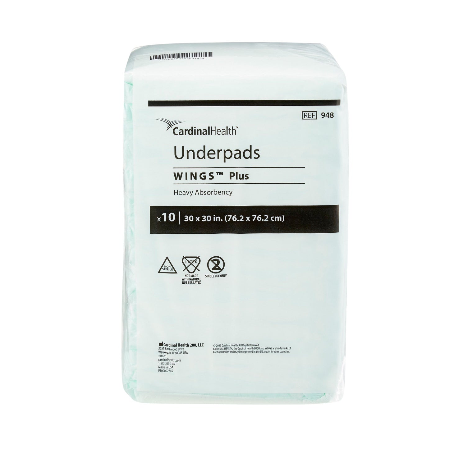 Wings™ Plus Disposable Underpad 30 X 30 Inch Fluff / Polymer Heavy Absorbency (454709_CS)