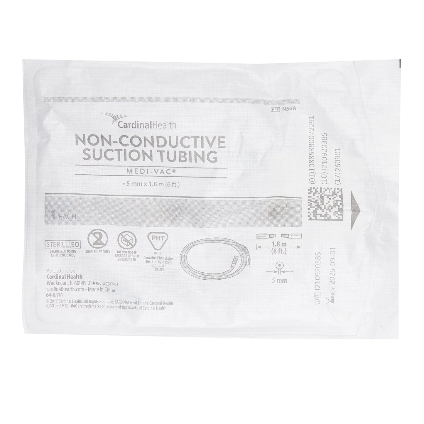 Medi-Vac® Suction Tubing Clear 3/16 Inch I.D. 6 Foot Length Non-Conductive Plastic Sterile (251161_CS)