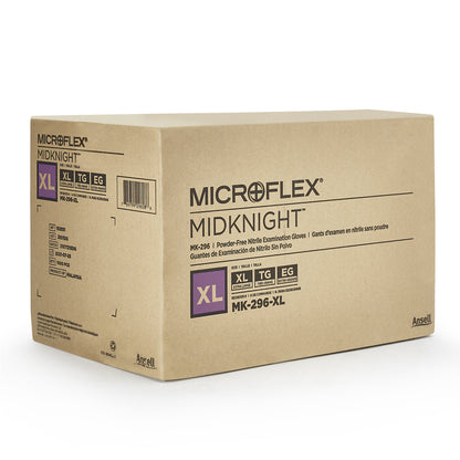 MICROFLEX® MidKnight™ Exam Glove X-Large NonSterile Nitrile Standard Cuff Length Fully Textured Black Fentanyl Tested (667878_CS)
