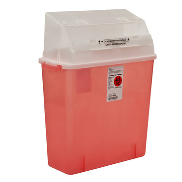 GatorGuard™ In-Room™ Sharps Container Translucent Red Base 20-1/2 H X 14 W X 6 D Inch Horizontal Entry 3 Gallon (330376_CS)