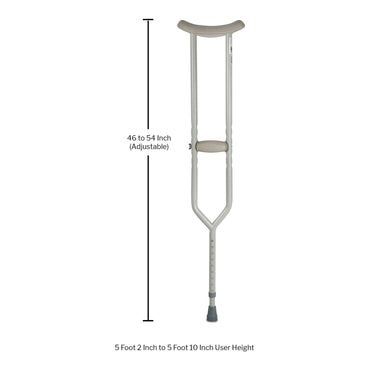 McKesson Bariatric Underarm Crutches Adult 5 Foot 2 Inch to 5 Foot 10 Inch User Height Steel Frame 500 lbs. Weight Capacity (1076181_PR)