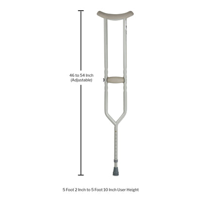 McKesson Bariatric Underarm Crutches Adult 5 Foot 2 Inch to 5 Foot 10 Inch User Height Steel Frame 500 lbs. Weight Capacity (1076181_PR)