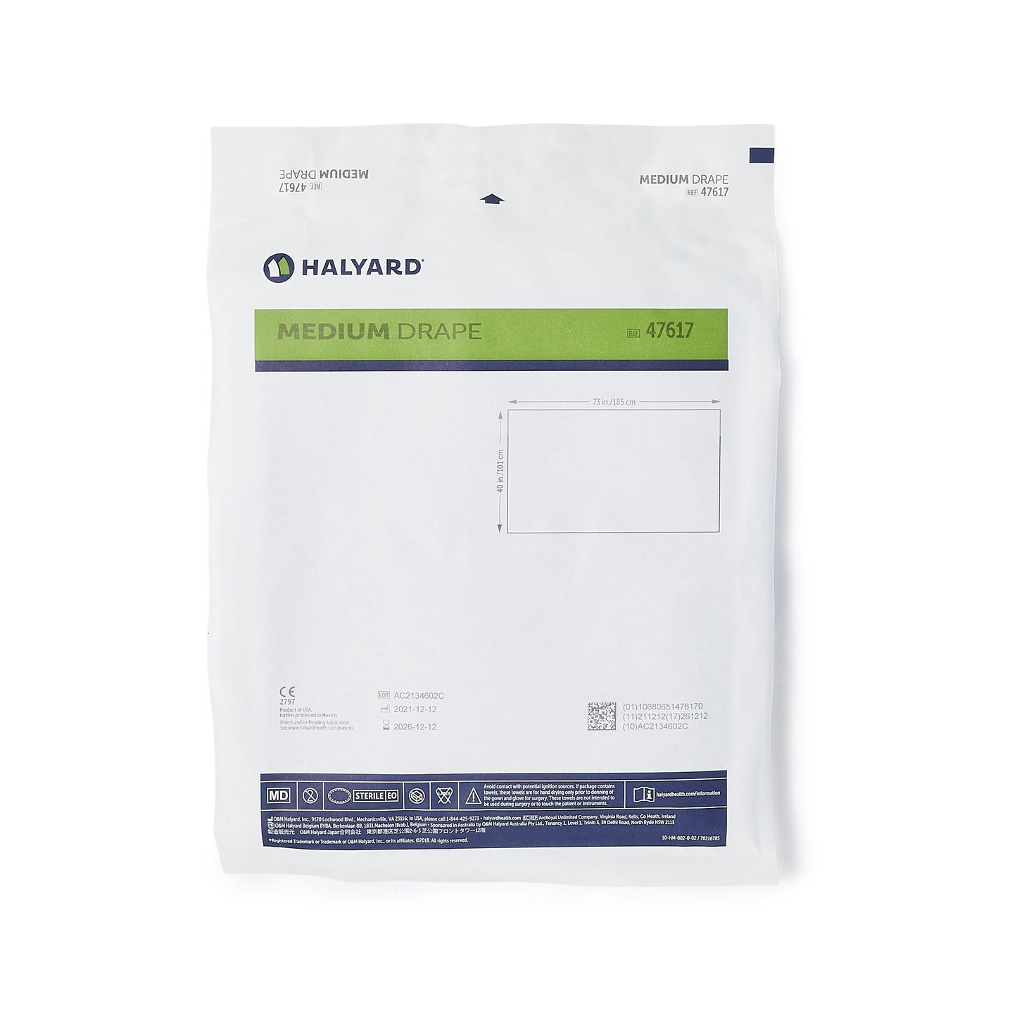 O&M Halyard Inc General Purpose Drape Medium Drape 40 W X 73 L Inch Sterile (1157868_CS)
