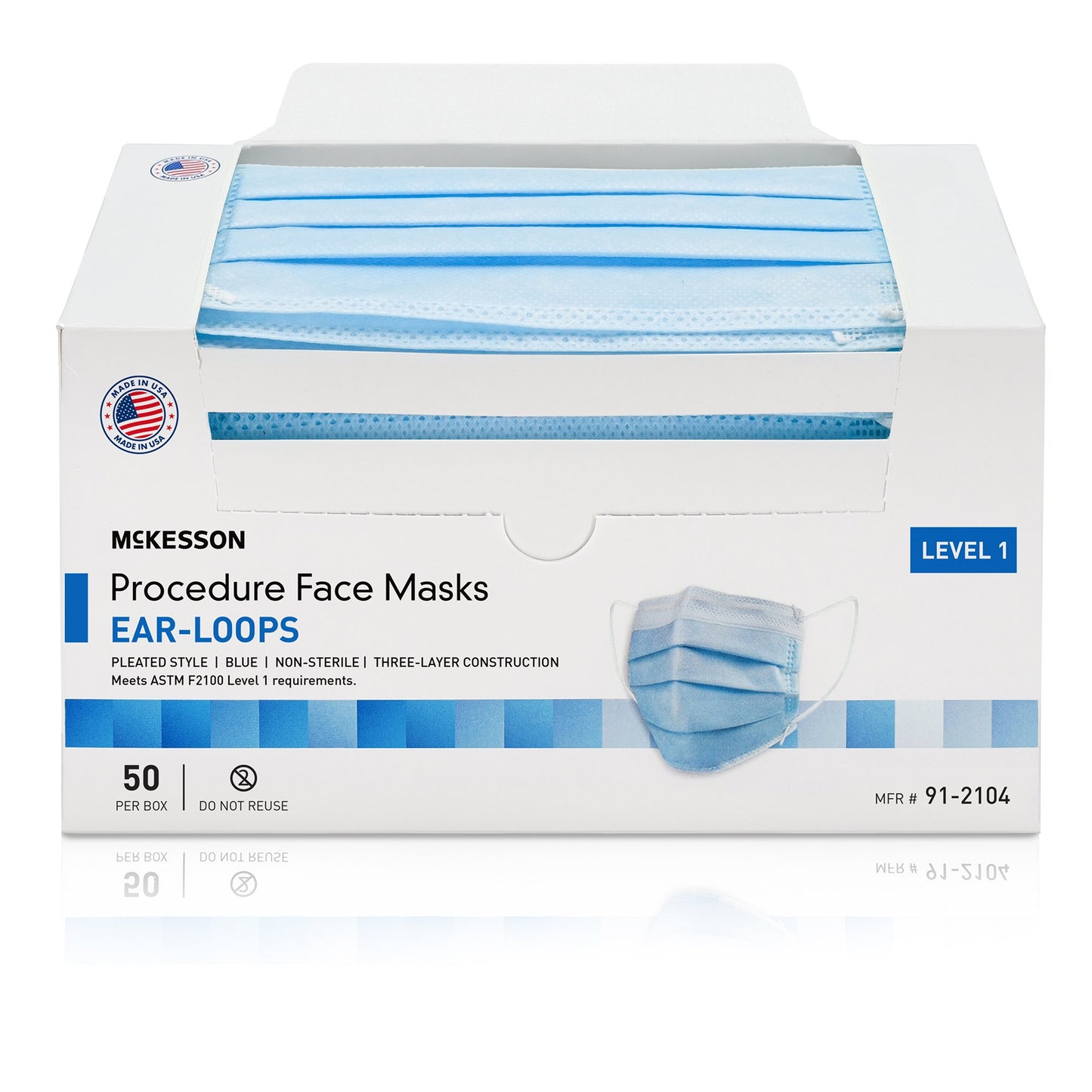 McKesson Procedure Mask ASTM Level 1 Earloops One Size Fits Most (1221951_BX)