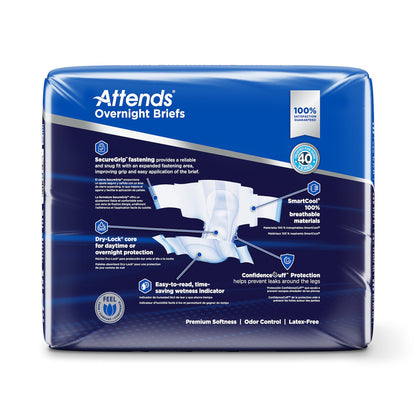 Attends® Overnight Unisex Adult Incontinence Brief X-Large Disposable Heavy Absorbency (1078992_BG)