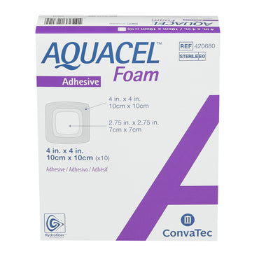 Aquacel® Foam Dressing 4 X 4 Inch With Border Waterproof Film Backing Silicone Adhesive Square Sterile (1156827_EA)