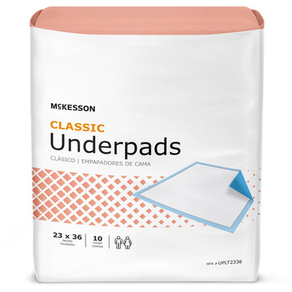 McKesson Classic Plus Disposable Underpad 23 X 36 Inch Fluff Mat Light Absorbency (724033_BG)