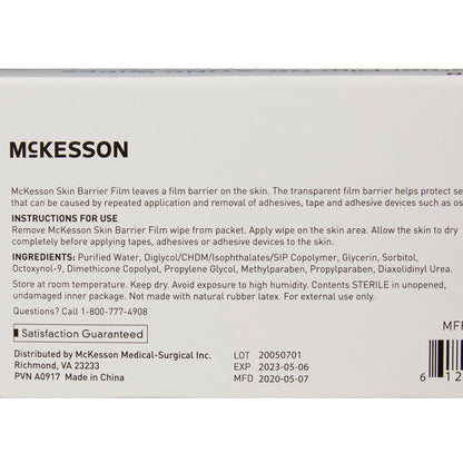 McKesson No Sting Skin Barrier Wipe 75 to 100% Strength Hexamethyldisiloxane Individual Packet Sterile (1088820_BX)