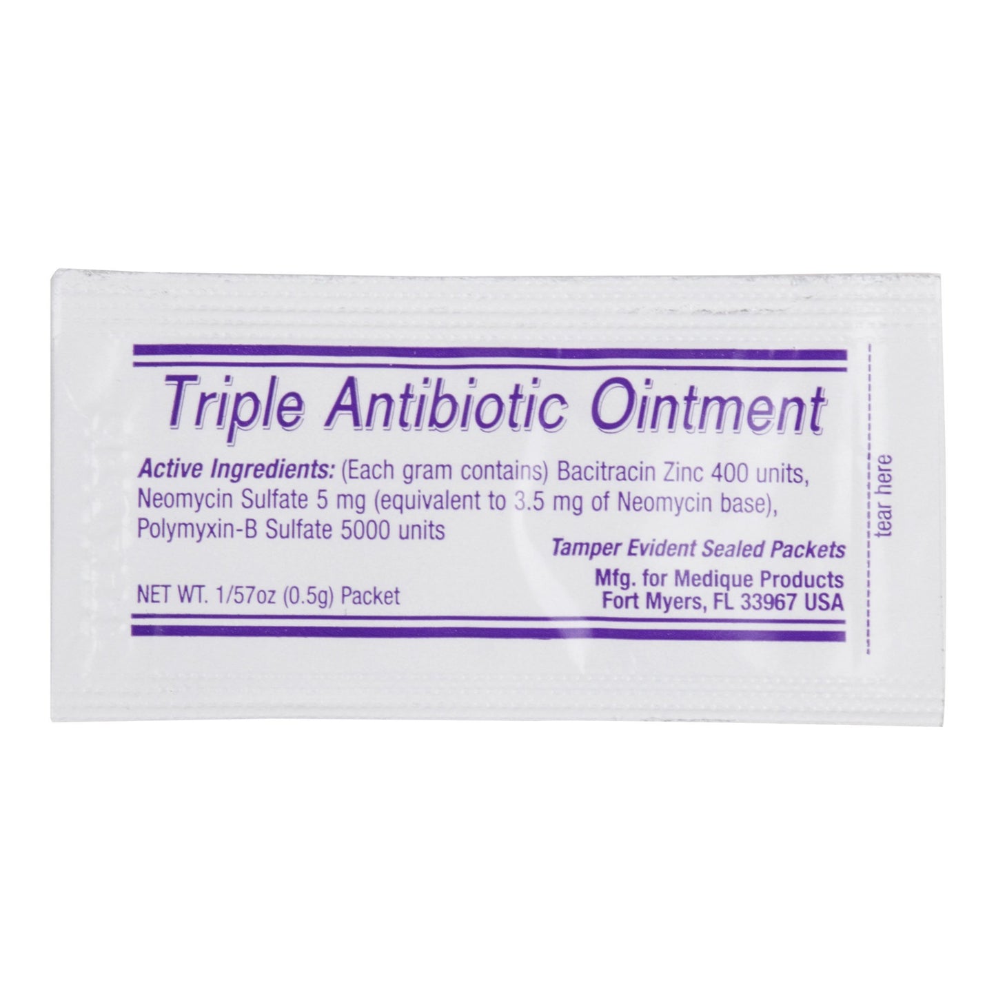 Medi-First® First Aid Antibiotic Bacitracin / Neomycin / Polymyxin B Ointment 0.5 Gram Individual Packet (337028_CS)