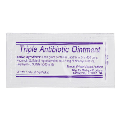 Medi-First® First Aid Antibiotic Bacitracin / Neomycin / Polymyxin B Ointment 0.5 Gram Individual Packet (337028_CS)