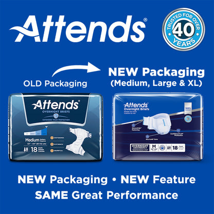 Attends® Overnight Unisex Adult Incontinence Brief Medium Disposable Heavy Absorbency (1078990_CS)