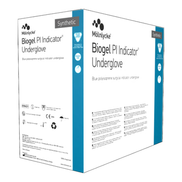 Biogel® PI Indicator® Underglove Surgical Underglove Size 7.5 Sterile Polyisoprene Standard Cuff Length Smooth Blue Chemo Tested (689034_BX)