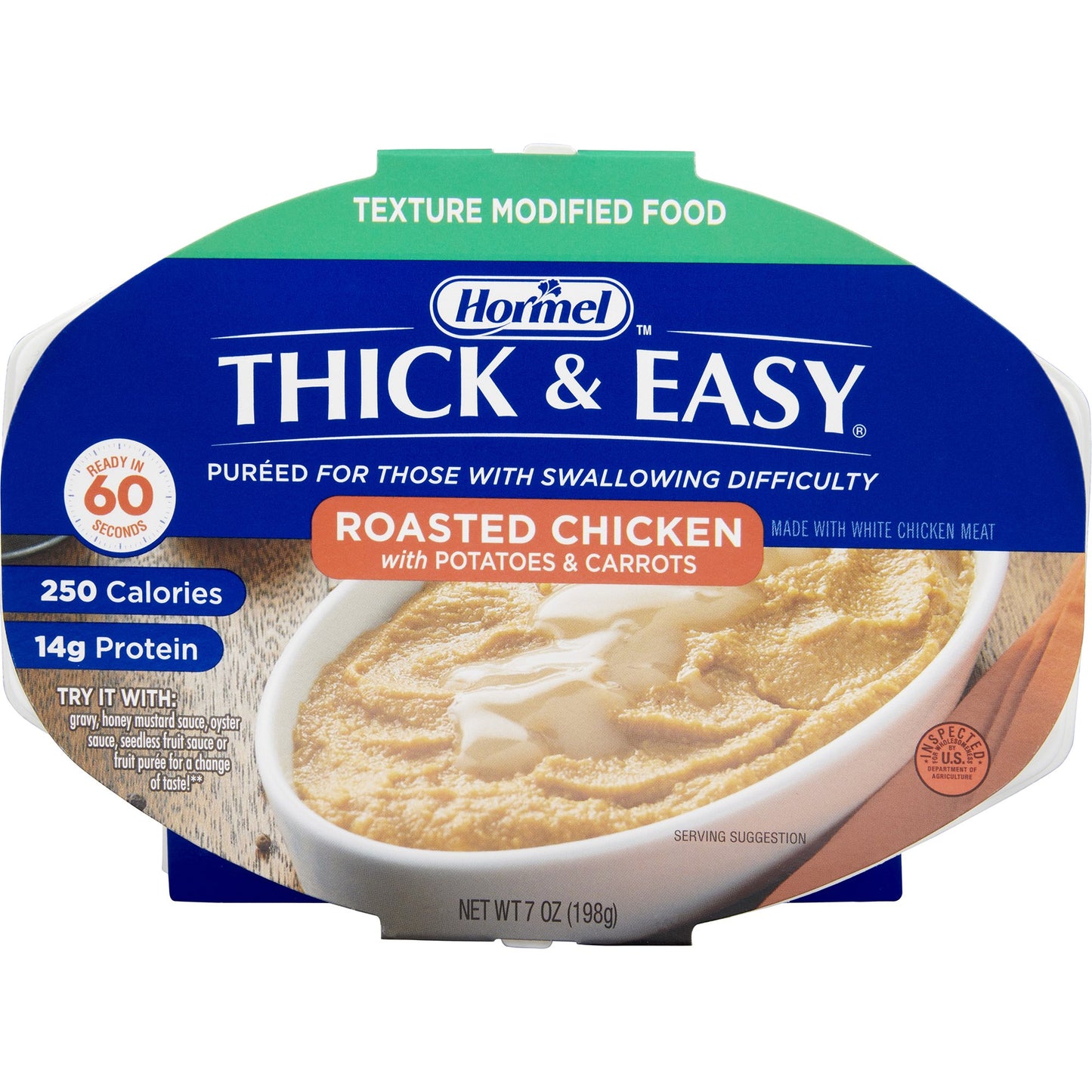 Thick & Easy® Purees Thickened Food 7 oz. Tray Roasted Chicken with Potatoes / Carrots Flavor Puree IDDSI Level 2 Mildly Thick (797226_CS)