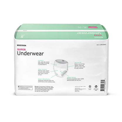 McKesson Unisex Adult Absorbent Underwear Pull On with Tear Away Seams Small Disposable Moderate Absorbency (1222510_BG)