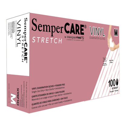 SemperCare® Vinyl Exam Glove Medium NonSterile Stretch Vinyl Standard Cuff Length Smooth Ivory Not Rated (403580_CS)