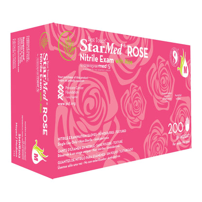 StarMed® Rose Exam Glove Medium NonSterile Nitrile Standard Cuff Length Textured Fingertips Pink Not Rated (976525_CS)