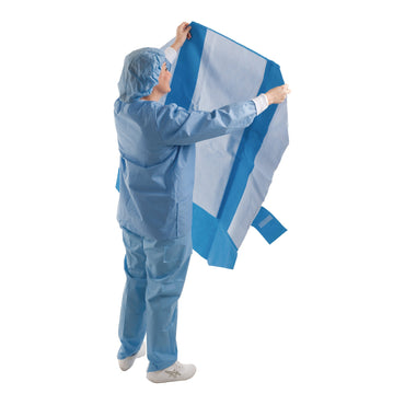 SMART-FOLD* H650 Sterilization Wrap White / Blue 40 X 55 Inch Dual Layer SMS Polypropylene Steam / EO Gas / Hydrogen Peroxide (832283_BG)