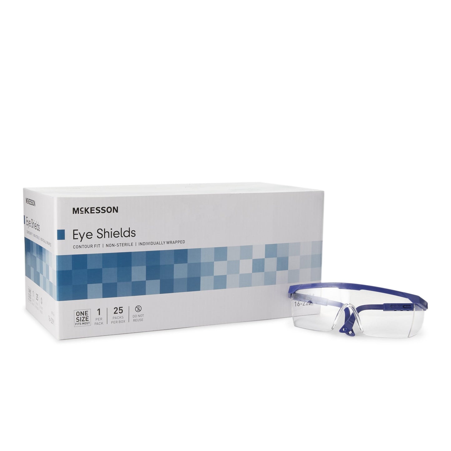 McKesson Eye Shield Side Shield Clear Tint Blue / Clear Frame Over Ear One Size Fits Most (1052254_BX)