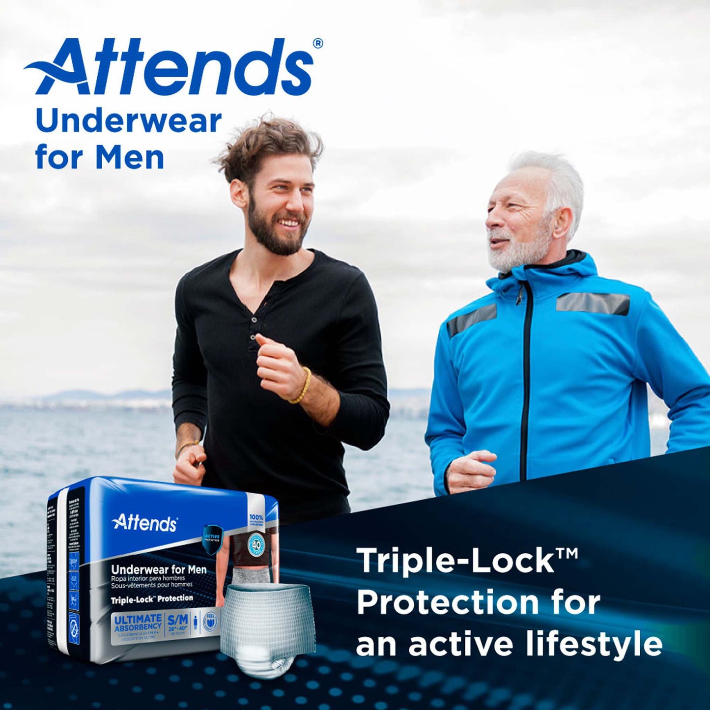 Attends® For Men Male Adult Absorbent Underwear Pull On with Tear Away Seams Small / Medium Disposable Heavy Absorbency (1039113_CS)