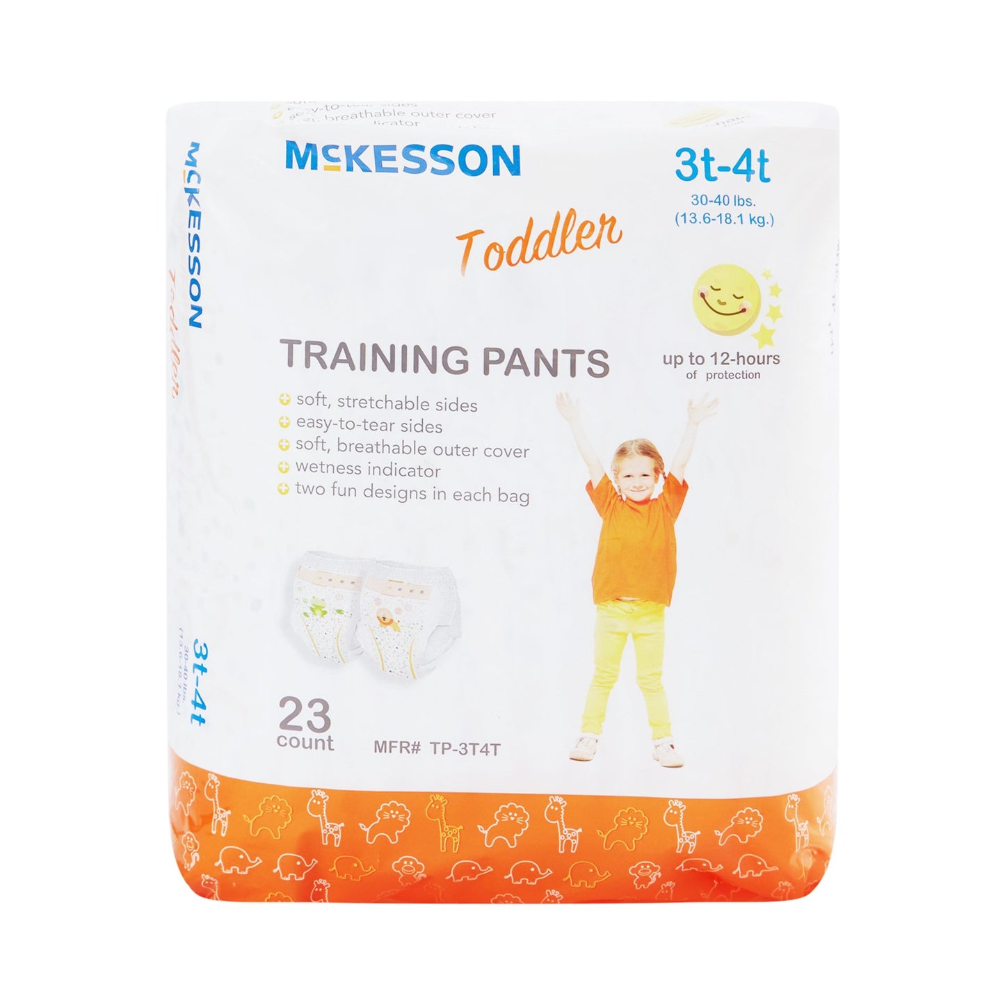 McKesson Unisex Toddler Training Pants Pull On with Tear Away Seams Size 3T to 4T Disposable Heavy Absorbency (1144482_CS)