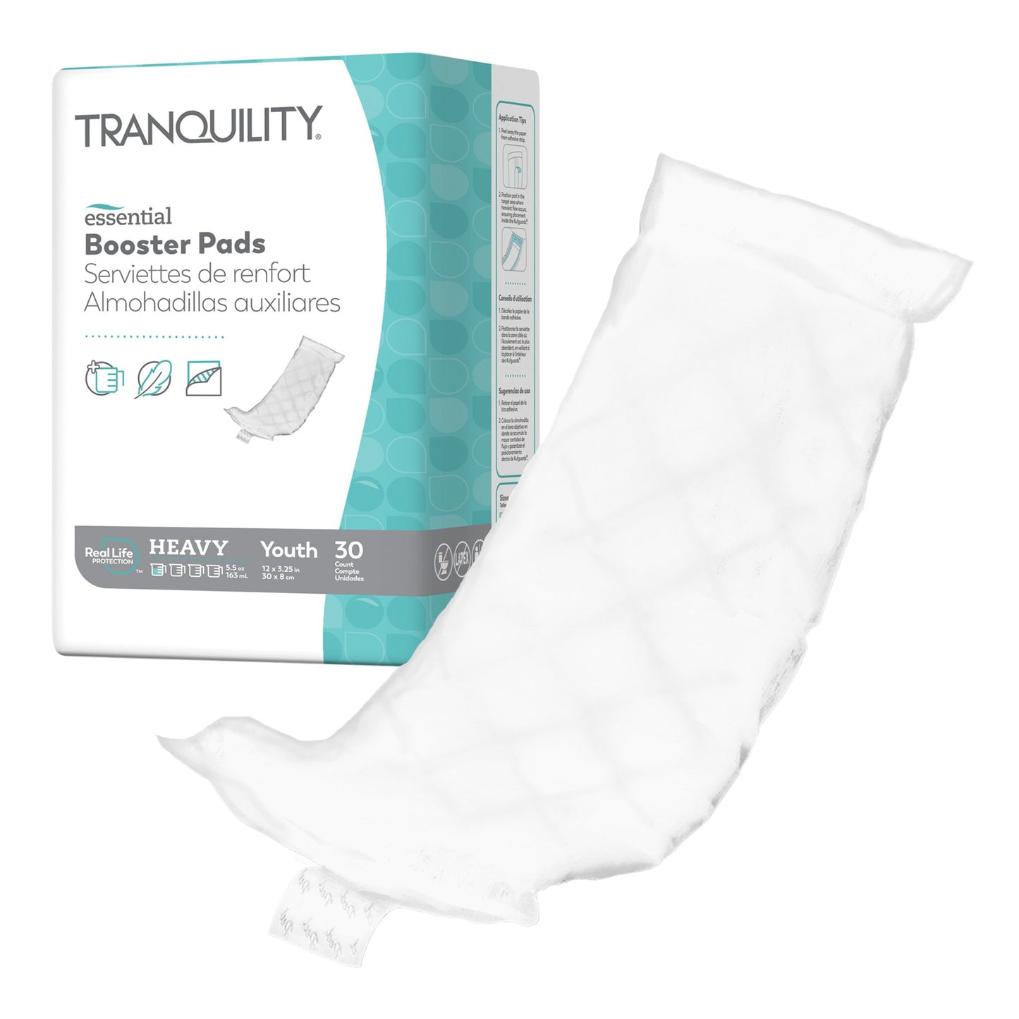 Tranquility® Essential Booster Pad 3-1/2 X 12 Inch Heavy Absorbency Super Absorbent Core One Size Fits Most (833576_BG)