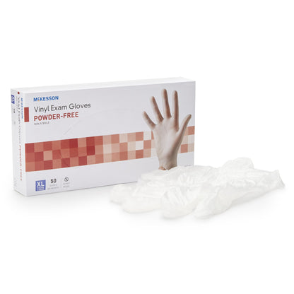 McKesson Confiderm® Exam Glove X-Large NonSterile Vinyl Standard Cuff Length Smooth Clear Not Rated (871025_CS)