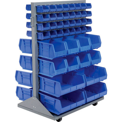Global Industrial Mobile Double Sided Floor Rack - 88 Blue Stacking Bins 36 x 54 (WB500164BL)