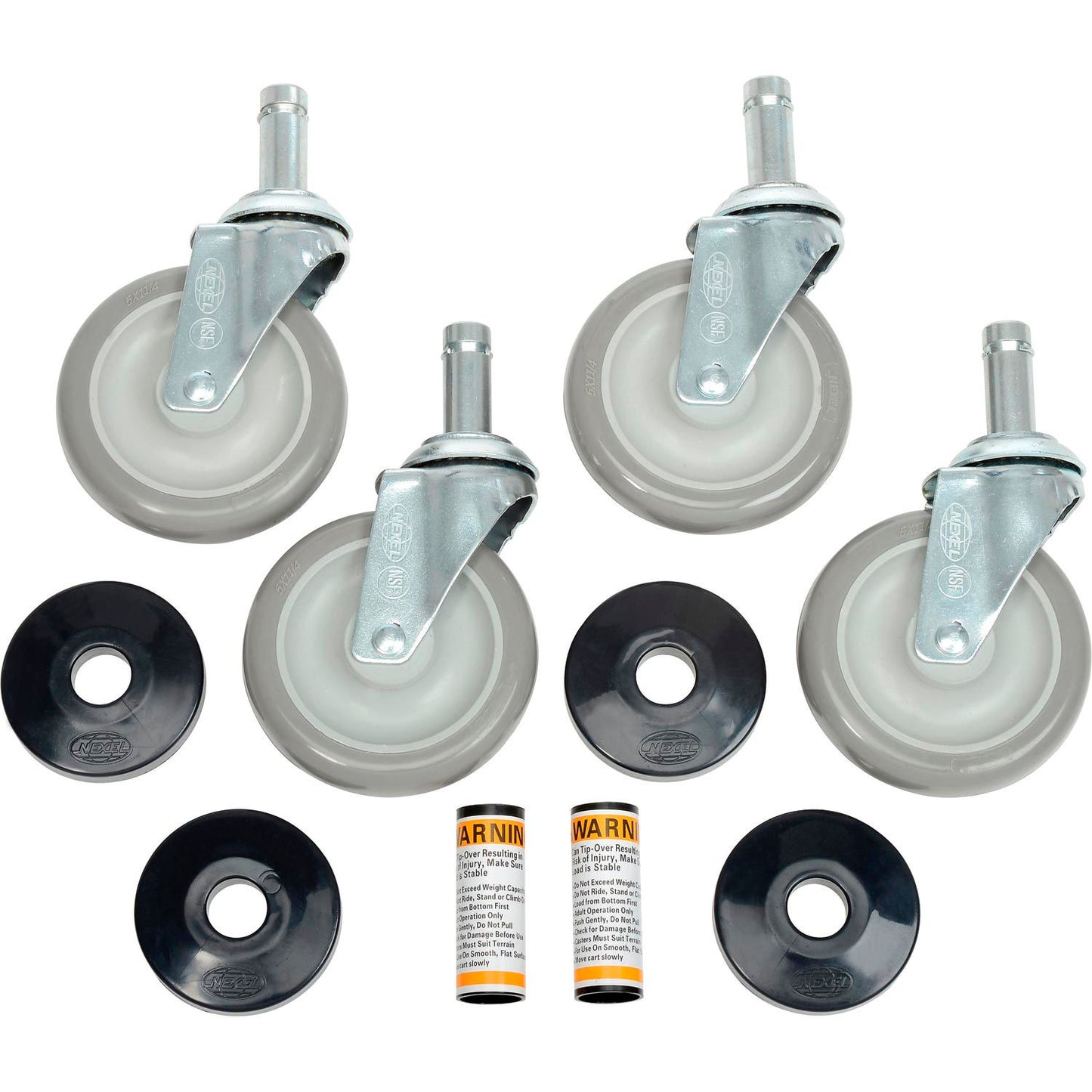 Global Industrial Nexel Stem Casters Set of (4) 5" Polyurethane Wheel 1200 Lb. Capacity (WB500591)