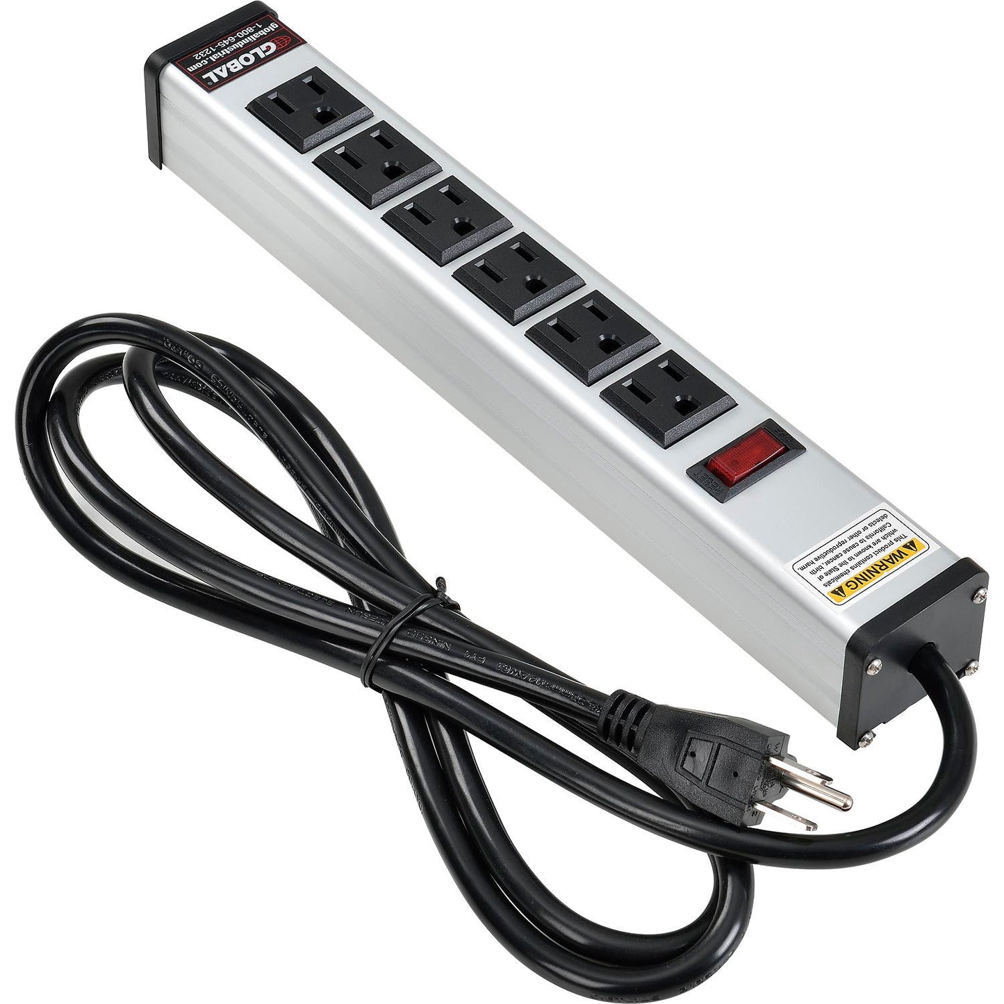 Global Industrial Power Strip, 6 Outlets, 15A, 6' Cord (WB500881)