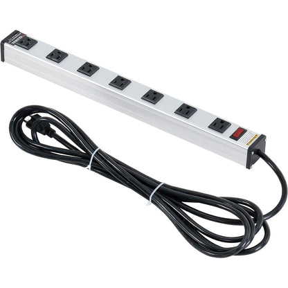 Global Industrial Power Strip, 7 Outlets, 15A, 19"L, 15' Cord (WB500883)