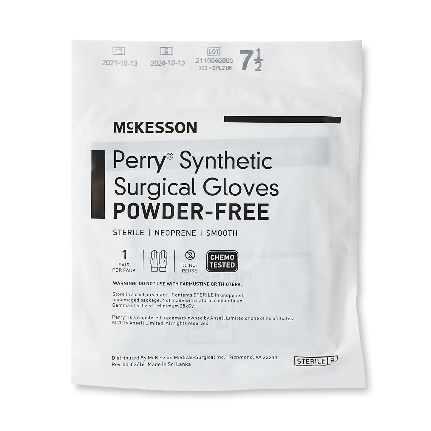McKesson Perry® Performance Plus Surgical Glove Size 7.5 Sterile Polychloroprene Standard Cuff Length Smooth Dark Green Chemo Tested (1044739_BX)