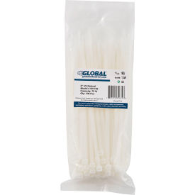 Global Industrial 8" Cable Zip Ties, Natural with UV, 75 Lb., 100 Pack (WB501746)