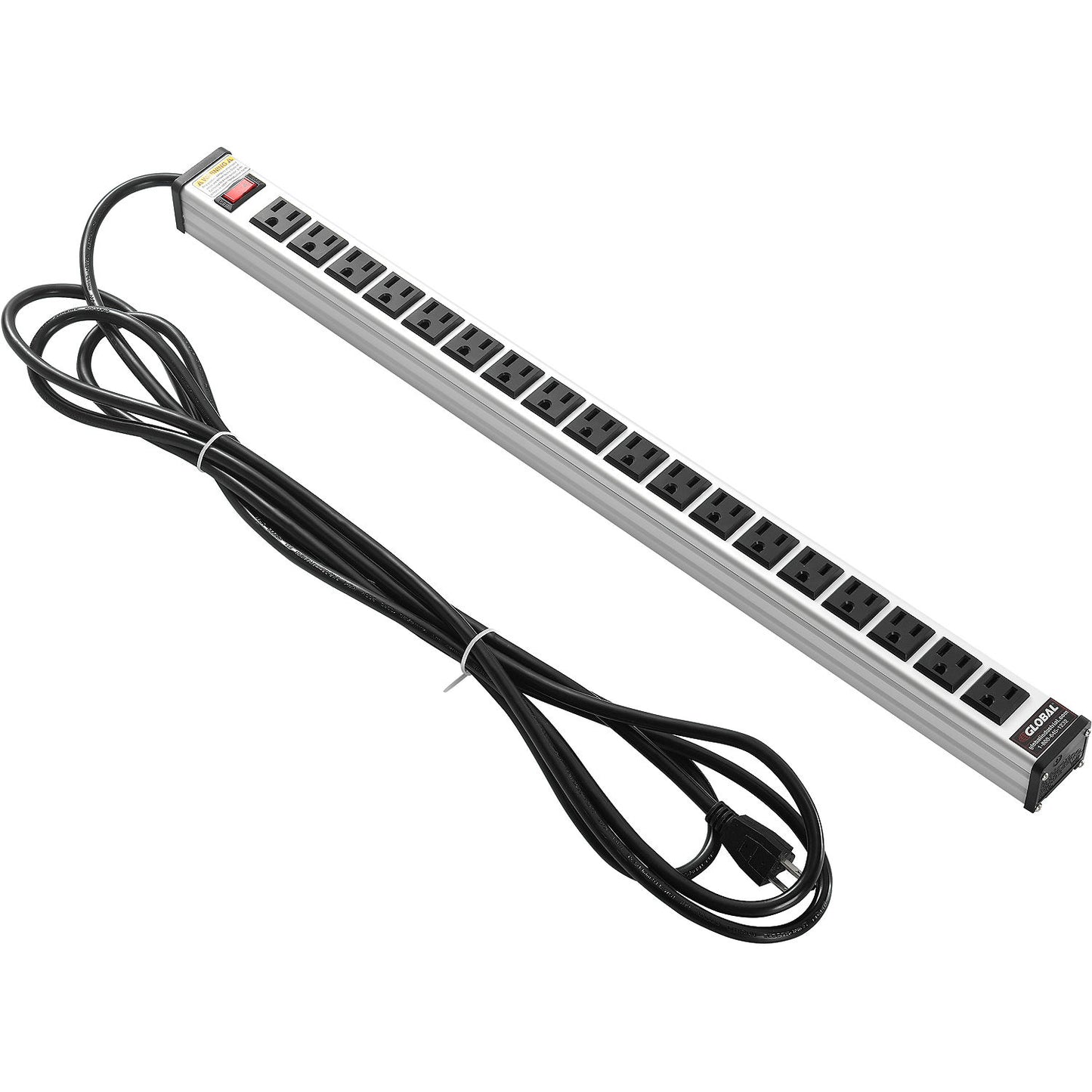 Global Industrial Power Strip, 18 Outlets, 15A, 24"L, 15' Cord (WB501789)