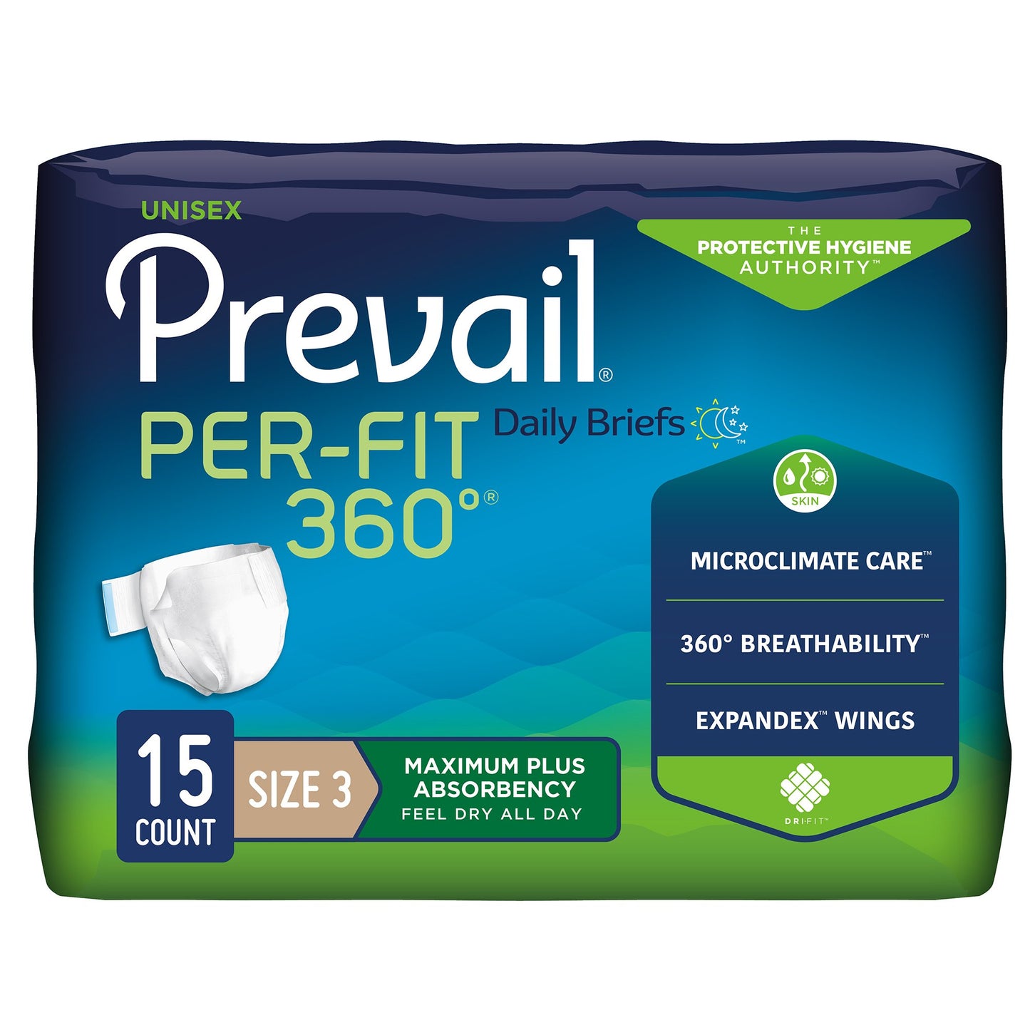 Prevail® Per-Fit 360°™ Unisex Adult Incontinence Brief Size 3 Disposable Heavy Absorbency (1227004_PK)