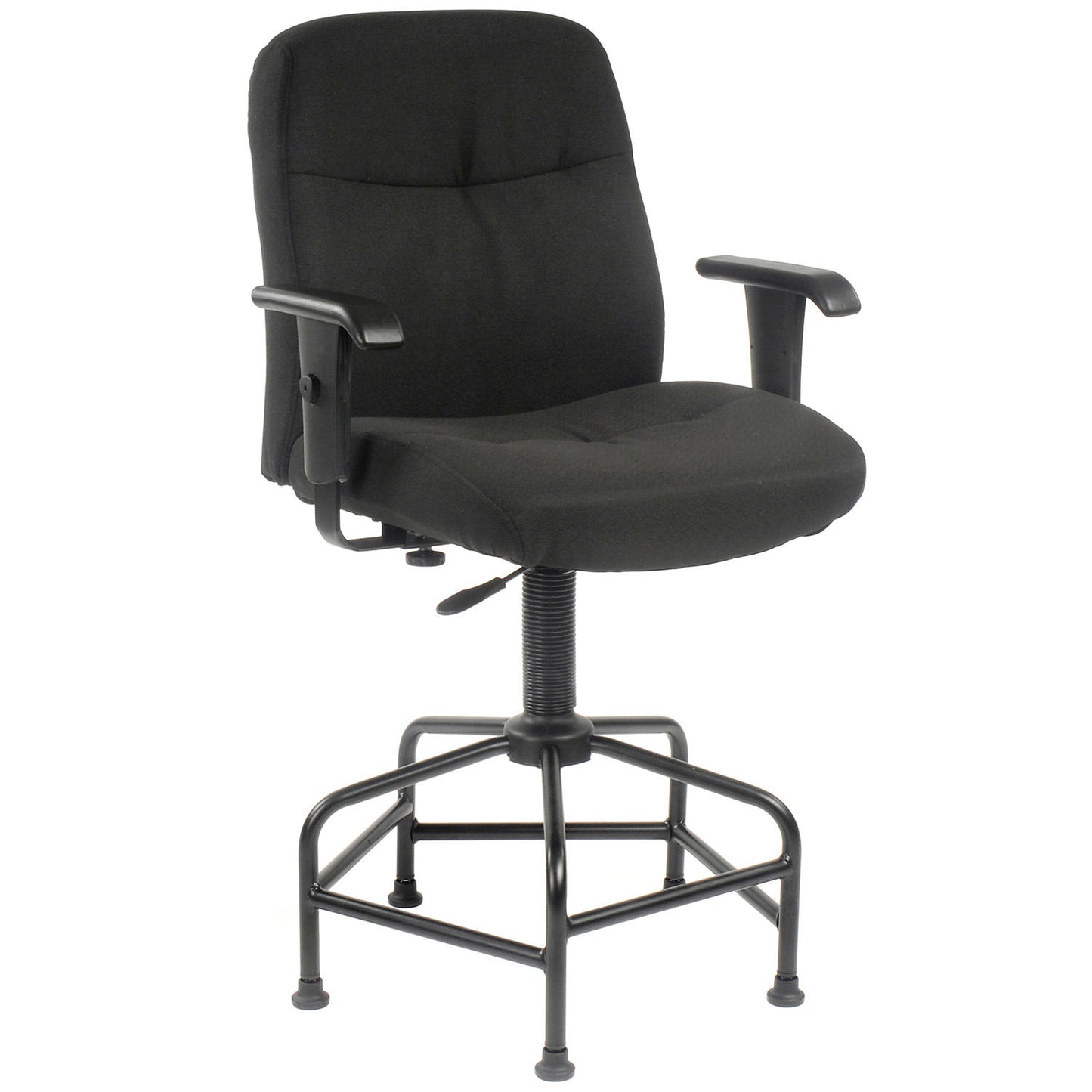 Interion Big & Tall Stool with Adjustable Arms, Fabric, Black (WB506554)