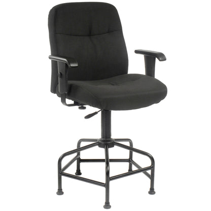 Interion Big & Tall Stool with Adjustable Arms, Fabric, Black (WB506554)