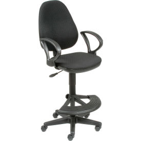 Interion Ergo Work Stool - Fabric - 180° Footrest - Black (WB506779BK)