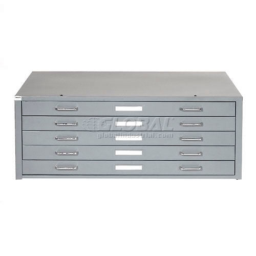 Interion 5 Drawer Blueprint Flat File Cabinet, 53-3/4”W, Gray (WB506827GY)