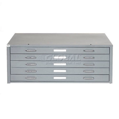 Interion 5 Drawer Blueprint Flat File Cabinet, 53-3/4”W, Gray (WB506827GY)