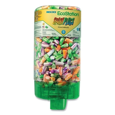 Moldex EcoStation™ Earplug Dispenser Starter Kit, Recyclable Bottle, Foam Earplugs, Assorted Color Swirls/Streaks, SparkPlugs® (507-6703)