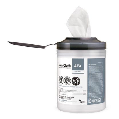 Sani-Cloth® AF3 Surface Disinfectant Cleaner Premoistened Germicidal Manual Pull Wipe 160 Count Canister Mild Scent NonSterile (804411_CN)