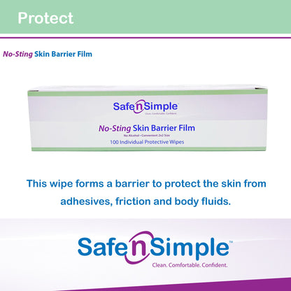 Safe N Simple™ No-Sting Skin Barrier Wipe 60% / 20% Strength Purified Water / Polyvinylpyrrolidone / Glycerin / Propylene Glycol Individual Packet Sterile (773689_EA)