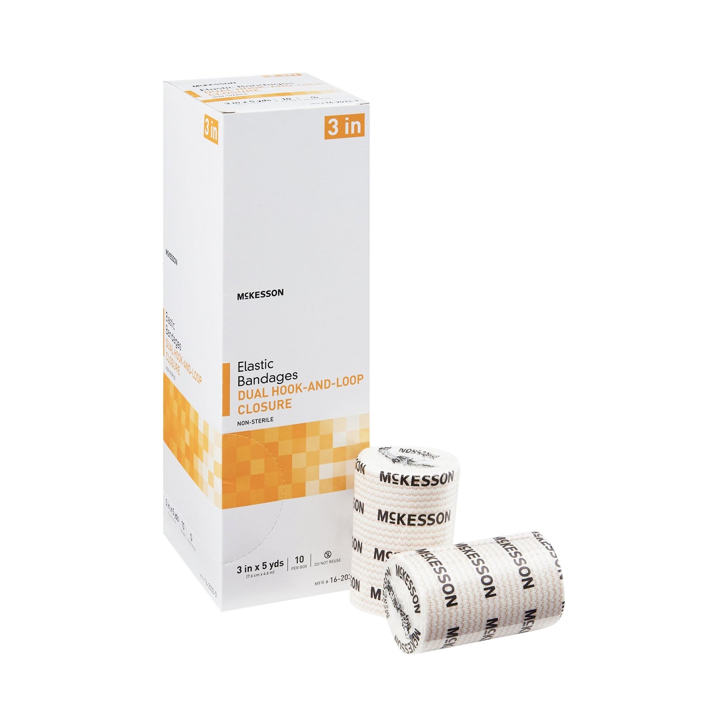 McKesson Elastic Bandage 3 Inch X 5 Yard Double Hook and Loop Closure Tan NonSterile Standard Compression (1086528_CS)