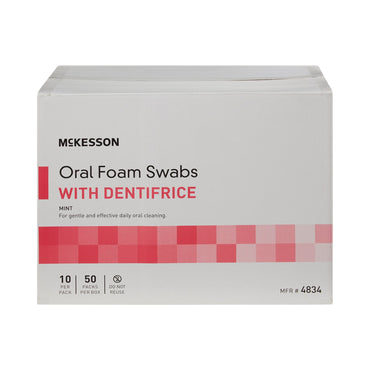 McKesson Oral Swab Dentifrice Foam Tip 10 per Pack (862155_BX)